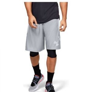Under Armour Perimeter Basketball Shorts Mens Medium grey and orange